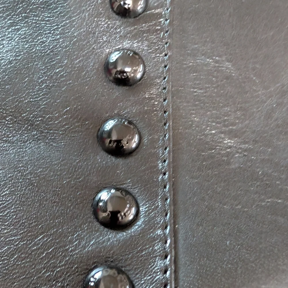 COACH Women's Hickory Black Leather Ankle Booties Size 7.5B | Designer Studded